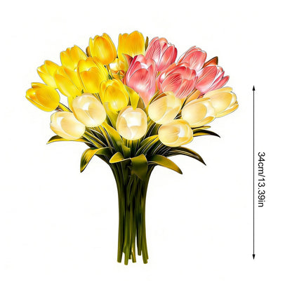 Illuminate Your Space with 15Pcs Elegant Tulip Shaped LED Night Lights - Battery Powered Floral Decor for Bedrooms