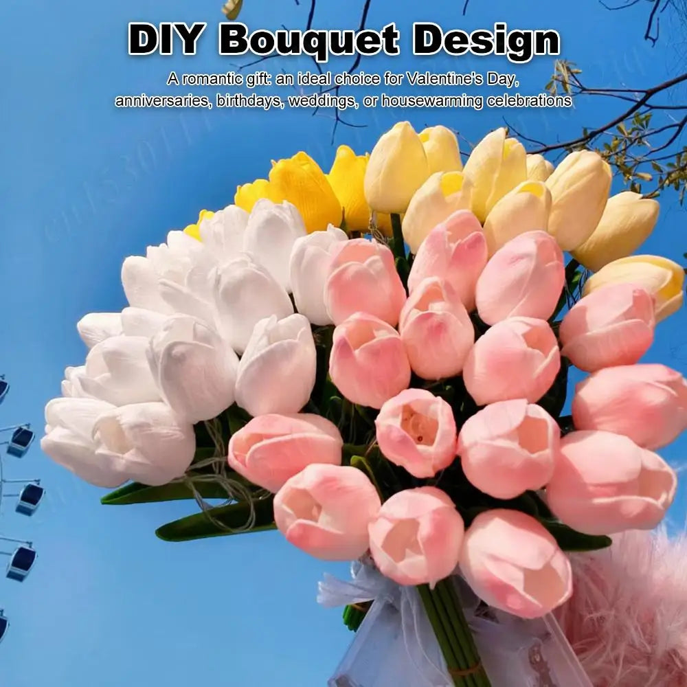 Illuminate Your Space with 15Pcs Elegant Tulip Shaped LED Night Lights - Battery Powered Floral Decor for Bedrooms