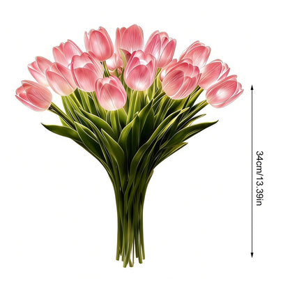 Illuminate Your Space with 15Pcs Elegant Tulip Shaped LED Night Lights - Battery Powered Floral Decor for Bedrooms